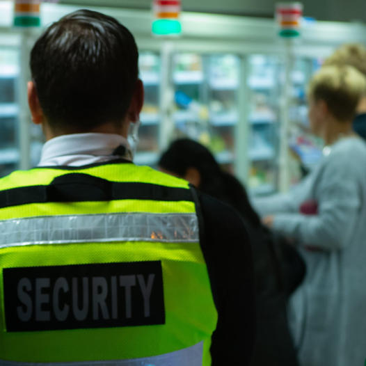 guard wearing high visibility jacket in retail store middlesbrough